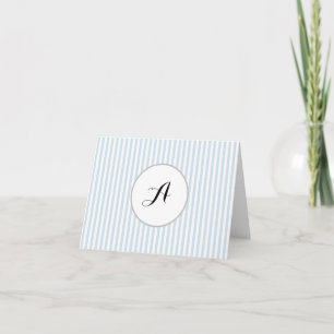 Benutzerdefiniertes Monogramm Blau gestreifte Küst Dankeskarte