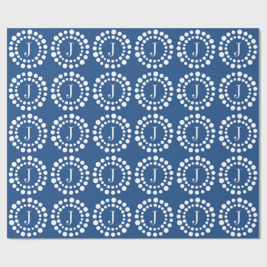 Benutzerdefiniertes Monogramm blaues Wrapper Geschenkpapier (Flach)