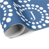 Benutzerdefiniertes Monogramm blaues Wrapper Geschenkpapier (Rolleneckpunkt)
