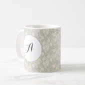 Benutzerdefiniertes Monogramm Blume Muster Grau Kaffeetasse (Vorderseite Links)