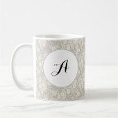 Benutzerdefiniertes Monogramm Blume Muster Grau Kaffeetasse (Links)