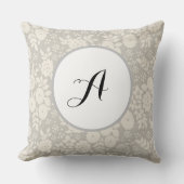 Benutzerdefiniertes Monogramm Blume Muster Grau Kissen (Vorderseite)