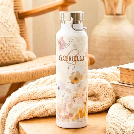 Benutzerdefiniertes Monogramm Boho Chic Floral Was Trinkflasche