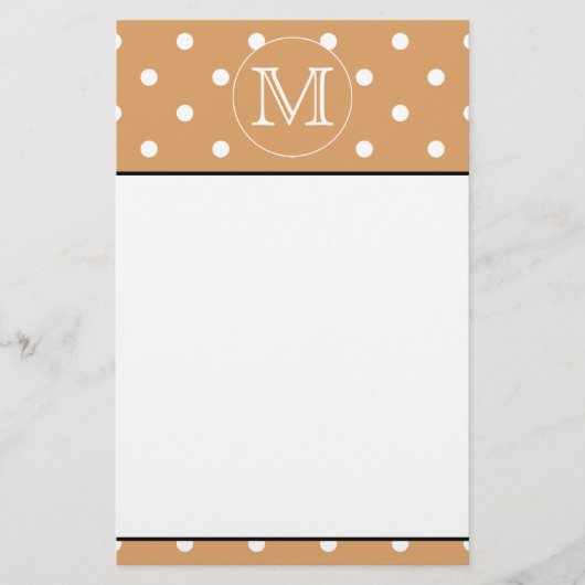 Benutzerdefiniertes Monogramm Braunes Polka-Dot-M Briefpapier (Vorderseite)