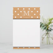 Benutzerdefiniertes Monogramm Braunes Polka-Dot-M Briefpapier (Stehend Vorderseite)