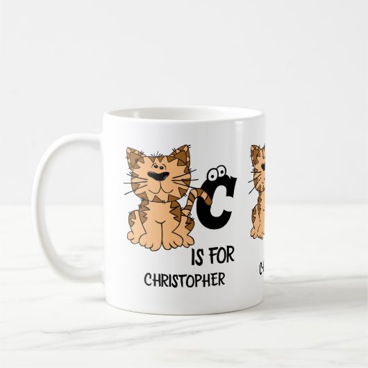 Benutzerdefiniertes Monogramm C ist für Katzen nie Kaffeetasse (Links)