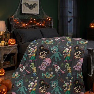 Benutzerdefiniertes Monogramm Cartoon Zombie Comic Sherpadecke