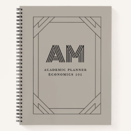 Benutzerdefiniertes Monogramm Charcoal & Taupe Min Notizblock