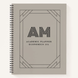 Benutzerdefiniertes Monogramm Charcoal & Taupe Min Notizblock