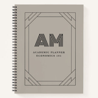 Benutzerdefiniertes Monogramm Charcoal & Taupe Min Notizblock