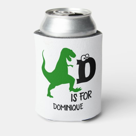 Benutzerdefiniertes Monogramm D für Dinosaurier ni Dosenkühler (Kanne Rückseite)