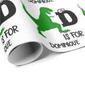 Benutzerdefiniertes Monogramm D für Dinosaurier ni Geschenkpapier (Rolleneckpunkt)
