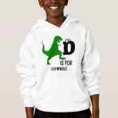 Benutzerdefiniertes Monogramm D für Dinosaurier ni Hoodie (Vorderseite)