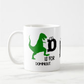 Benutzerdefiniertes Monogramm D für Dinosaurier ni Kaffeetasse (Links)