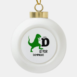 Benutzerdefiniertes Monogramm D für Dinosaurier ni Keramik Kugel-Ornament