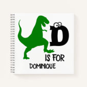 Benutzerdefiniertes Monogramm D für Dinosaurier ni Notizblock (Vorderseite)