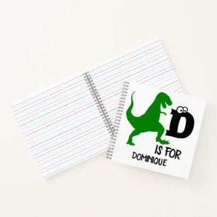 Benutzerdefiniertes Monogramm D steht für Dinosaur Notizblock