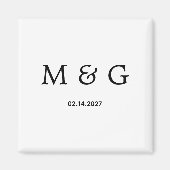 Benutzerdefiniertes Monogramm Datum Klassisch Weiß Magnet (Vorne)