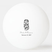 Benutzerdefiniertes Monogramm-Datum mit romantisch Tischtennisball (Rückseite)