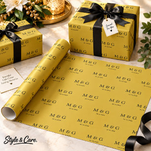Benutzerdefiniertes Monogramm-Datums-Muster Metall Geschenkpapier