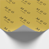 Benutzerdefiniertes Monogramm-Datums-Muster Metall Geschenkpapier (Ecke)