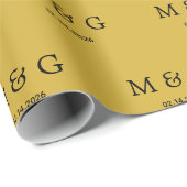Benutzerdefiniertes Monogramm-Datums-Muster Metall Geschenkpapier (Rolleneckpunkt)