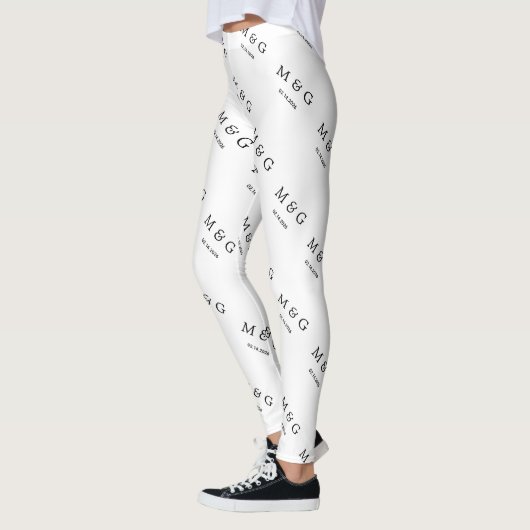 Benutzerdefiniertes Monogramm-Datums-Muster Stilvo Leggings (Links)