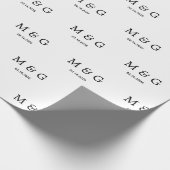 Benutzerdefiniertes Monogramm-Datums-Muster Weiß Geschenkpapier (Ecke)