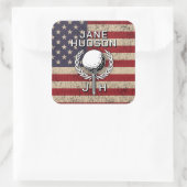 Benutzerdefiniertes Monogramm-Design für amerikani Quadratischer Aufkleber (Tasche)