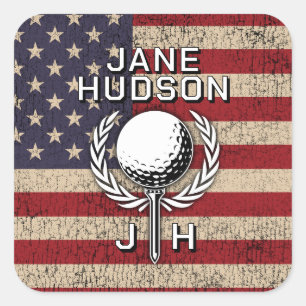 Benutzerdefiniertes Monogramm-Design für amerikani Quadratischer Aufkleber