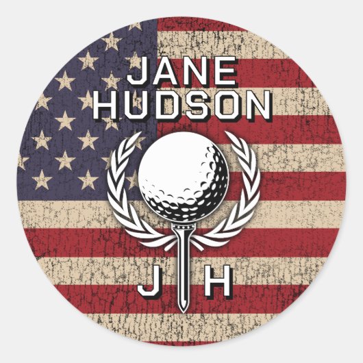 Benutzerdefiniertes Monogramm-Design für amerikani Runder Aufkleber (Vorderseite)