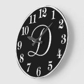 Benutzerdefiniertes Monogramm-Design in Schwarz un Große Wanduhr (Winkel)