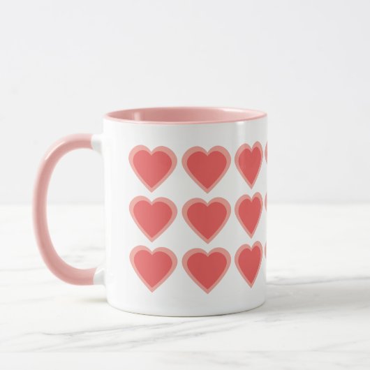 Benutzerdefiniertes Monogramm Doppelherz Tasse (Links)