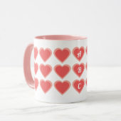 Benutzerdefiniertes Monogramm Doppelherz Tasse (Vorderseite Links)
