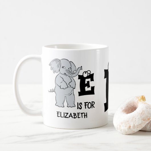 Benutzerdefiniertes Monogramm E ist für niedlichen Kaffeetasse (Mit Donut)