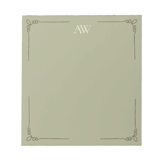 Benutzerdefiniertes Monogramm | Elegante hellgrüne Notizblock (Vorderseite)