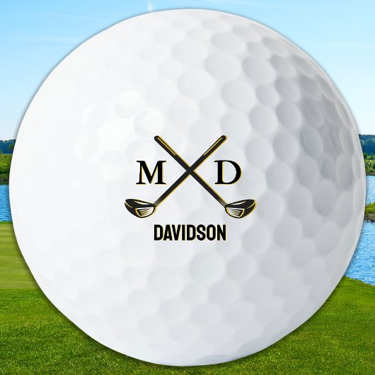 Benutzerdefiniertes Monogramm Eleganter Golfer Per Golfball