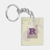 Benutzerdefiniertes Monogramm Elegantes Leaf-Muste Schlüsselanhänger (Vorderseite links)