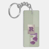 Benutzerdefiniertes Monogramm Elegantes Leaf-Muste Schlüsselanhänger (Vorderseite links)