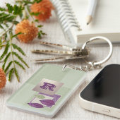 Benutzerdefiniertes Monogramm Elegantes Leaf-Muste Schlüsselanhänger (Vorderseite rechts)