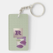 Benutzerdefiniertes Monogramm Elegantes Leaf-Muste Schlüsselanhänger (Rückseite)