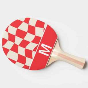 Benutzerdefiniertes Monogramm elegantes weiß-rotes Tischtennis Schläger