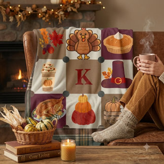Benutzerdefiniertes Monogramm Erntedankfest Herbst Sherpadecke