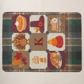 Benutzerdefiniertes Monogramm Erntedankfest Herbst Sherpadecke (Vorderseite (Horizontal))