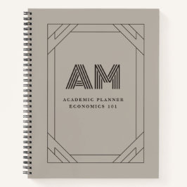 Benutzerdefiniertes Monogramm Espresso & Taupe Vin Notizblock