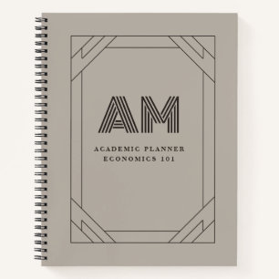 Benutzerdefiniertes Monogramm Espresso & Taupe Vin Notizblock