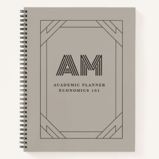 Benutzerdefiniertes Monogramm Espresso & Taupe Vin Notizblock