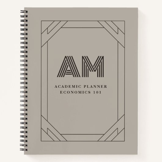 Benutzerdefiniertes Monogramm Espresso & Taupe Vin Notizblock (Vorderseite)