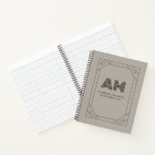 Benutzerdefiniertes Monogramm Espresso & Taupe Vin Notizblock (Innenseite)