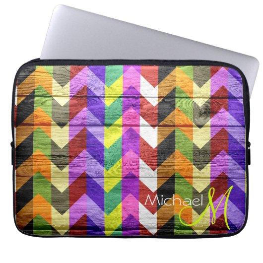 Benutzerdefiniertes Monogramm Farbiger Chevron Hol Laptopschutzhülle (Vorderseite)